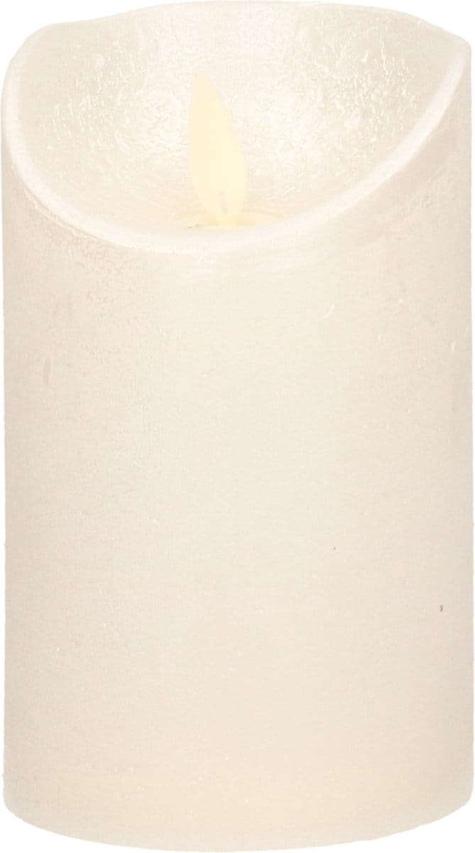 Anna's Collection Led kaars/stompkaars - creme wit - H12,5 x D7,5 cm - wax - bewegende vlam