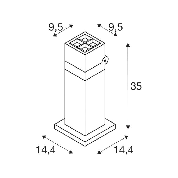 SLV LED sokkellamp S-Cube 35, antraciet, aluminium, hoogte 35 cm