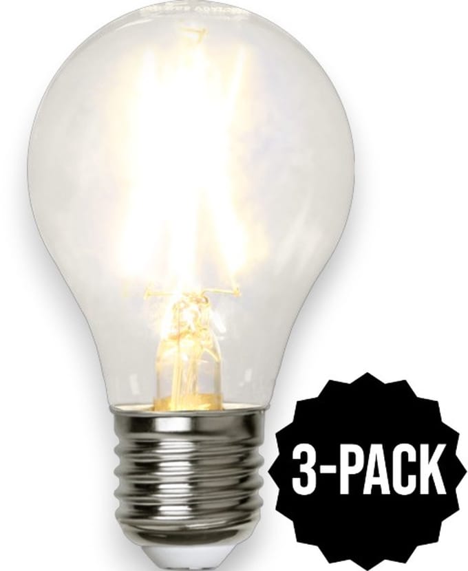 3-Pack | Peerlamp / Standaard bol met helder filament - E27 - 2W - 2700K