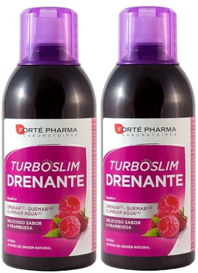 Raspberry Draining Turboslim Pack 2 eenheden - 500ml|Raspberry Draining Turboslim Pack 2 units of 500ml|Pack Turboslim drainant framboise 2 unités de 500ml