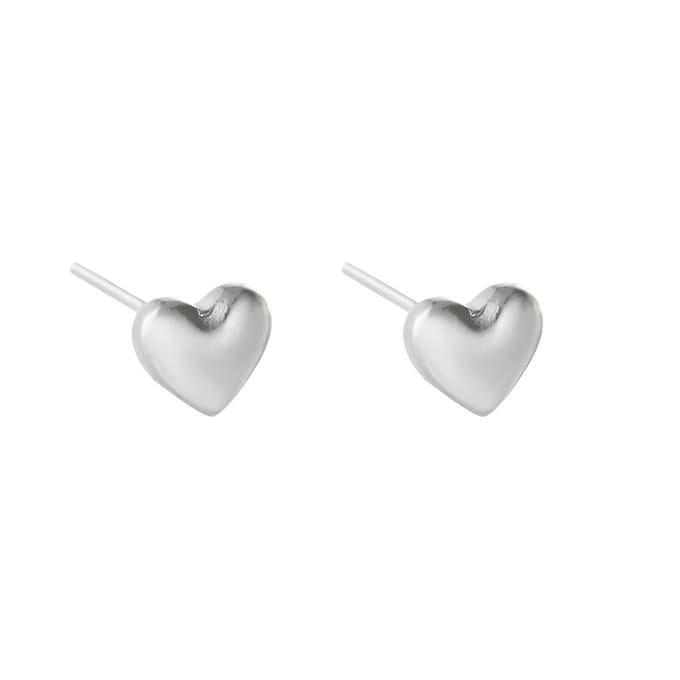 Oorbellen Zilver - Oorknop - Yehwang - Bold Heart - RVS
