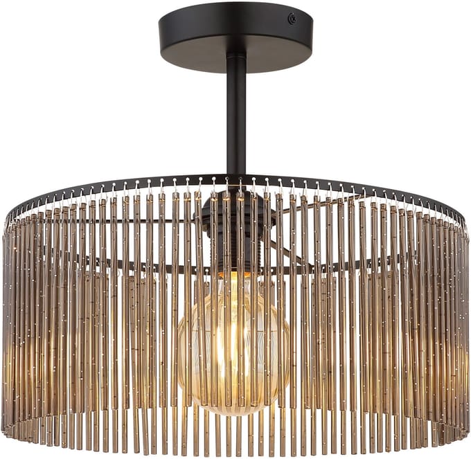 Plafonniere - zwart - LEEDS - glas - Ø 35cm - E27 - 63080108 - Globo