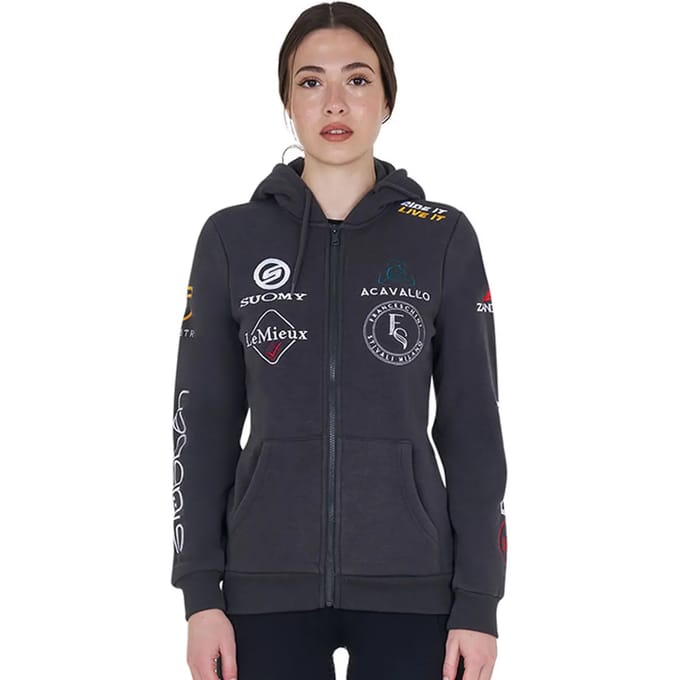 Dames hoodie met meerdere logo's Equestro New Style
