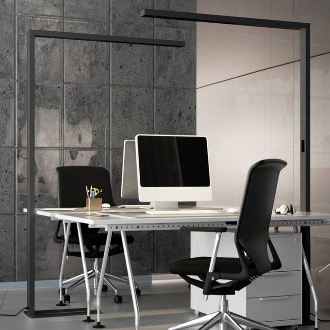 Arcchio LED kantoor vloerlamp Jolinda, zwart, 4000K, sensor