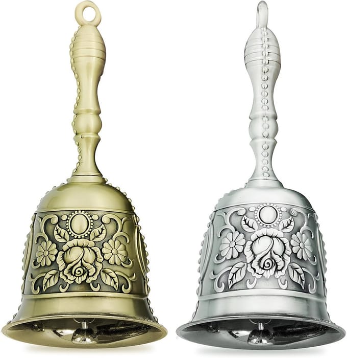 Set van 2 Grote Metalen Handbellen voor Service en Decoratie
