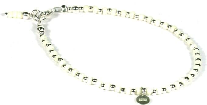 Heaven Eleven - dames - Enkelbandjes - zilver - 925 - creme - 1mm - 25cm