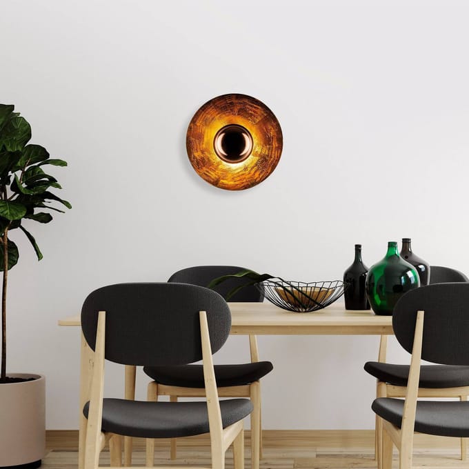 Opviq Wandlamp Kurt 13351, koperkleurig, metaal, Ø 38 cm