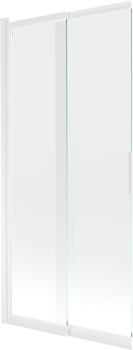 Mexen Fox badwand scherm 2-delig schuifbaar 85 x 150 , transparant, wit - 891-085-002-20-00