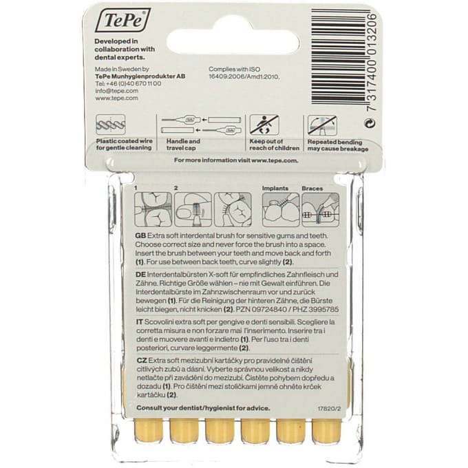 TePe Interdentale Ragers Extra Soft Lichtgeel ISO maat 4 – 0,7 mm (6 stuks)