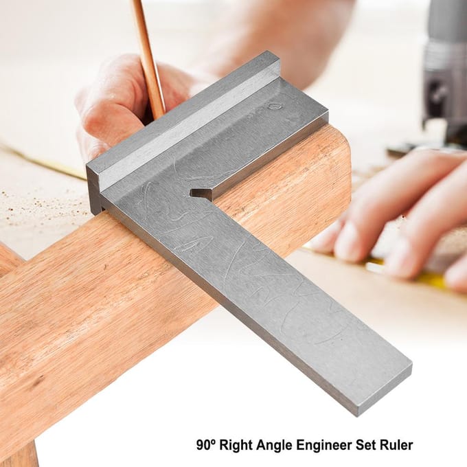 Règle d'angle Équerre d'ingénieur Haute précision Acier inoxydable 90 degrés avec siège(150x100mm) gray