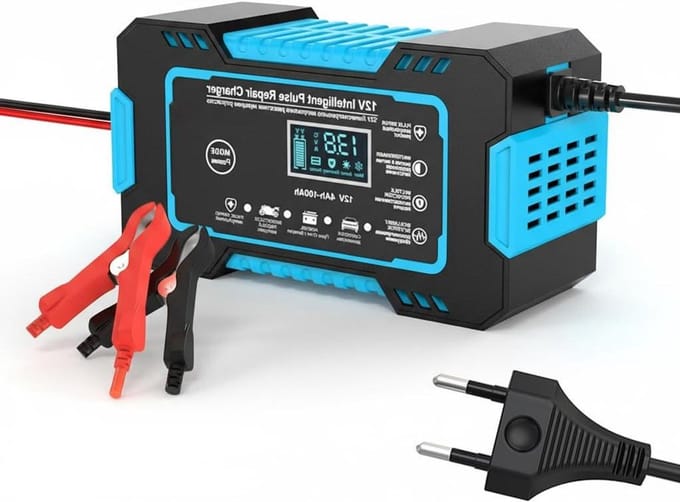 Acculader Auto - Batterij Oplader - Voertuig Onderhoud - Automatische Stop - 12V 6A - Blauw