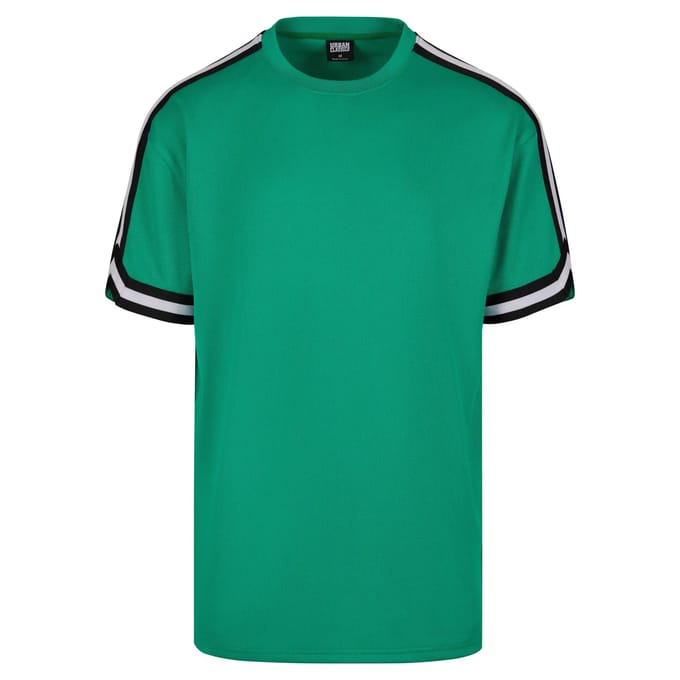 Urban Classics - Oversized Stripes Mesh Heren T-shirt - S - Groen