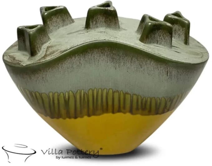 Reactief Groen Geel vaas Chimney D30 x B21 x H33
