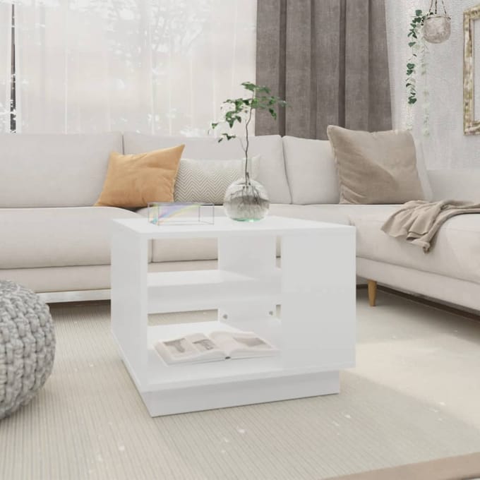 vidaXL - Salontafel - 55x55x43 - cm - bewerkt - hout - wit