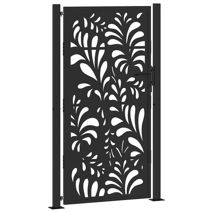 vidaXL - Poort - met - golfontwerp - 100x175 - cm - staal - zwart
