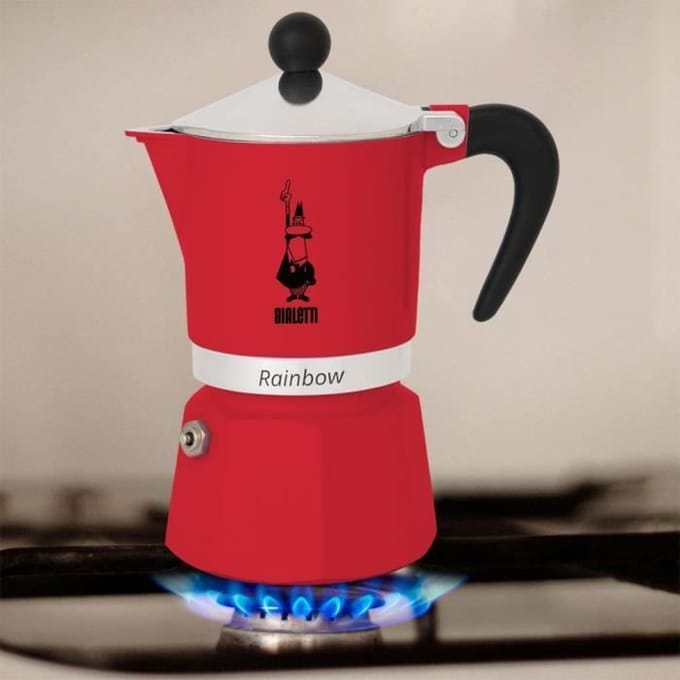 Bialetti Rainbow Rood Percolator – 300 ml – 6 kops – Italiaanse Espresso Maker