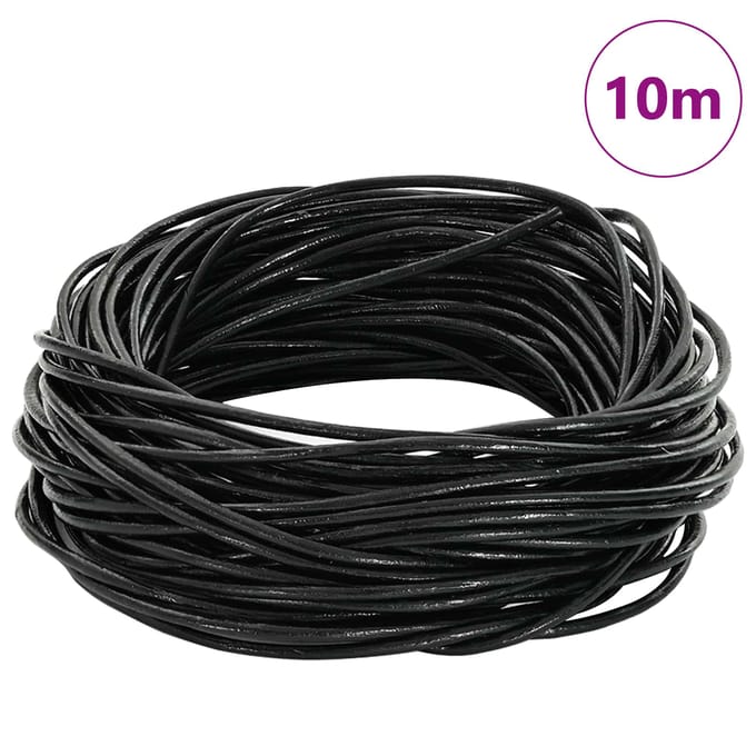 vidaXL - Leren - Koord - 1 - Zwart - Ø1 - mm - x - 10 - m - Leer