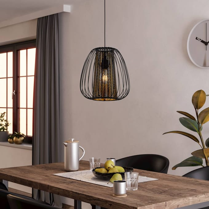 EGLO Curasao Hanglamp - E27 - Ø 33,5 cm - Zwart|Goud