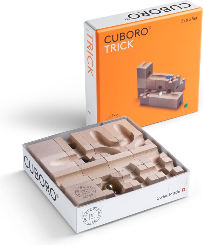 Cuboro knikkerbaan uitbreidingsset Trick - 16 blokken en 5 knikkers