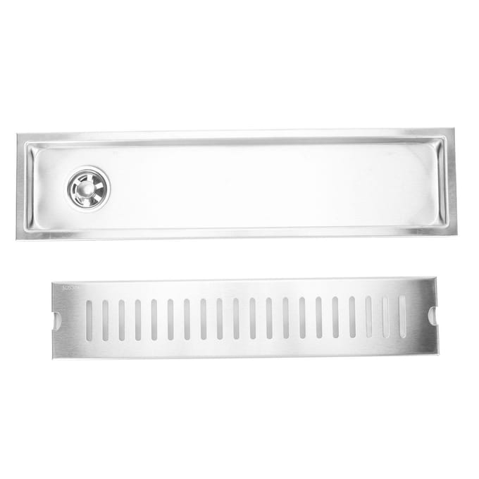 Siphon de sol rectangulaire en acier inoxydable 40 cm épaissi grand débit anti-odeur white