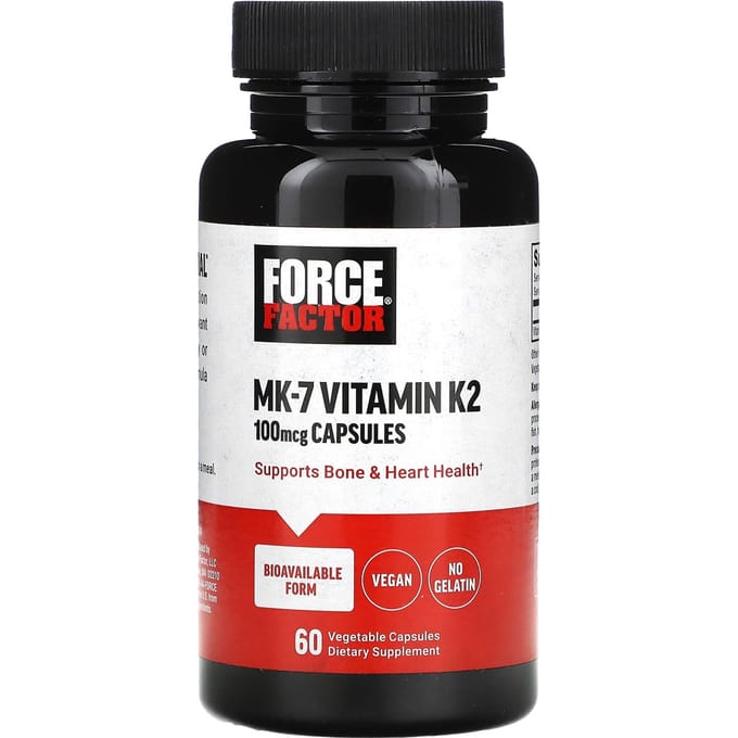 Force Factor, Vitamine K2 MK-7, 100mcg, 60 gélules végétales