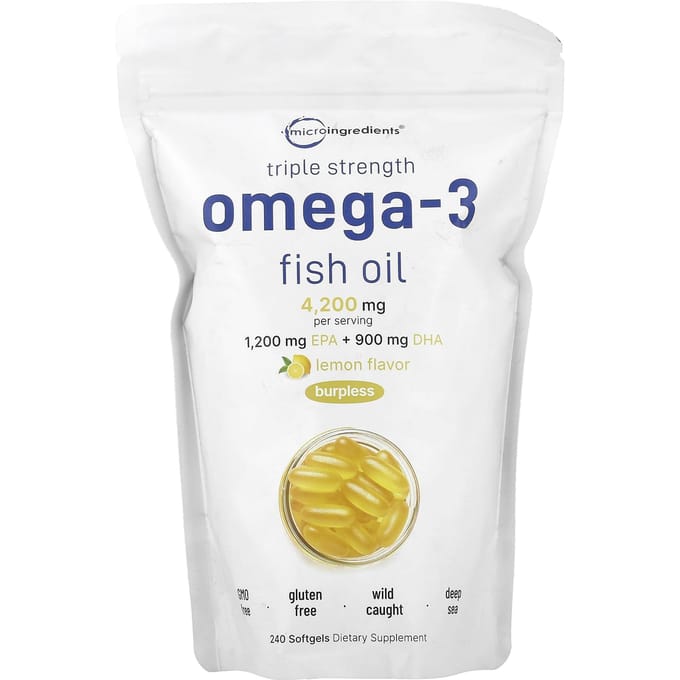 Huile de Poisson Oméga-3 Triple Force Citron 240 Gélules Molles (1 400 mg par capsule molle)