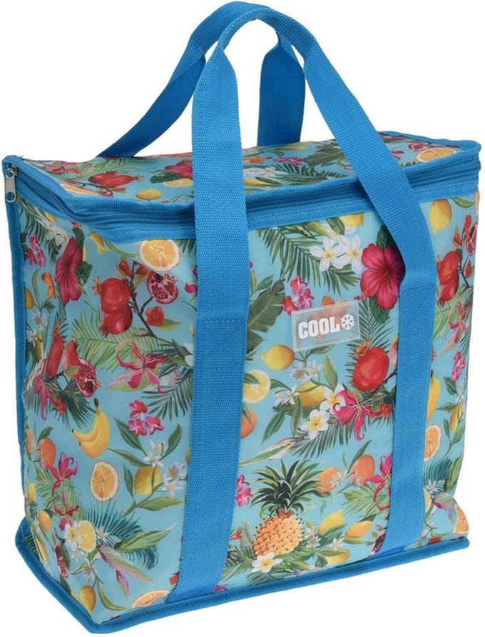 Excellent Houseware Medium size koeltas - 34 x 16 x 36 cm - 16 liter - tropische print - koel - handig - polyester