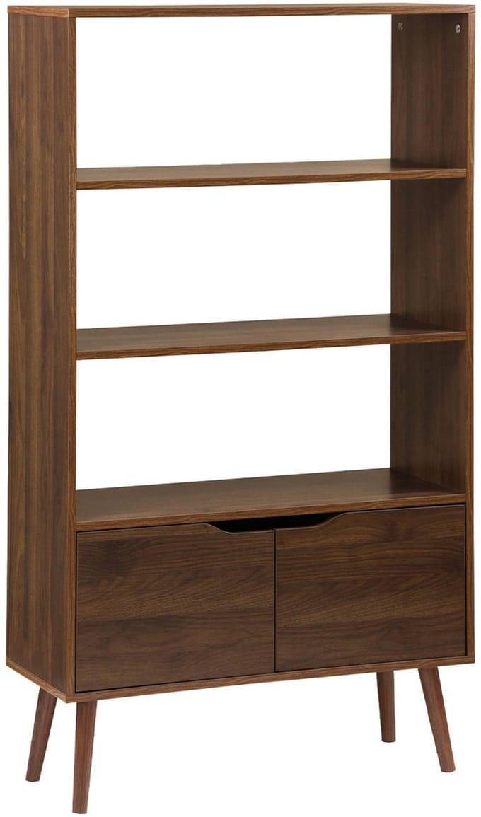 sweeek - Wandkast met 2 deuren en open planken houtdecor 80cm - nepal