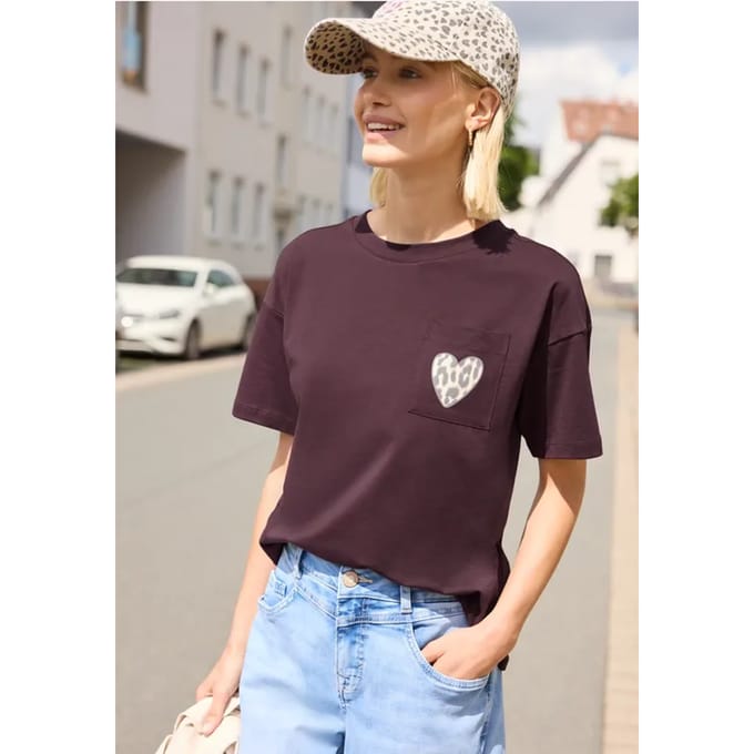 Shirt met ronde hals en borstzak