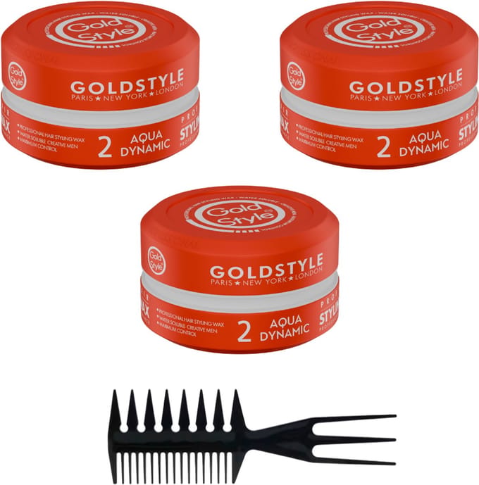 Gold Style Haar Wax Gold Nummer 02 – Aqua Dynamic – 3 Stuks + Styling Kam