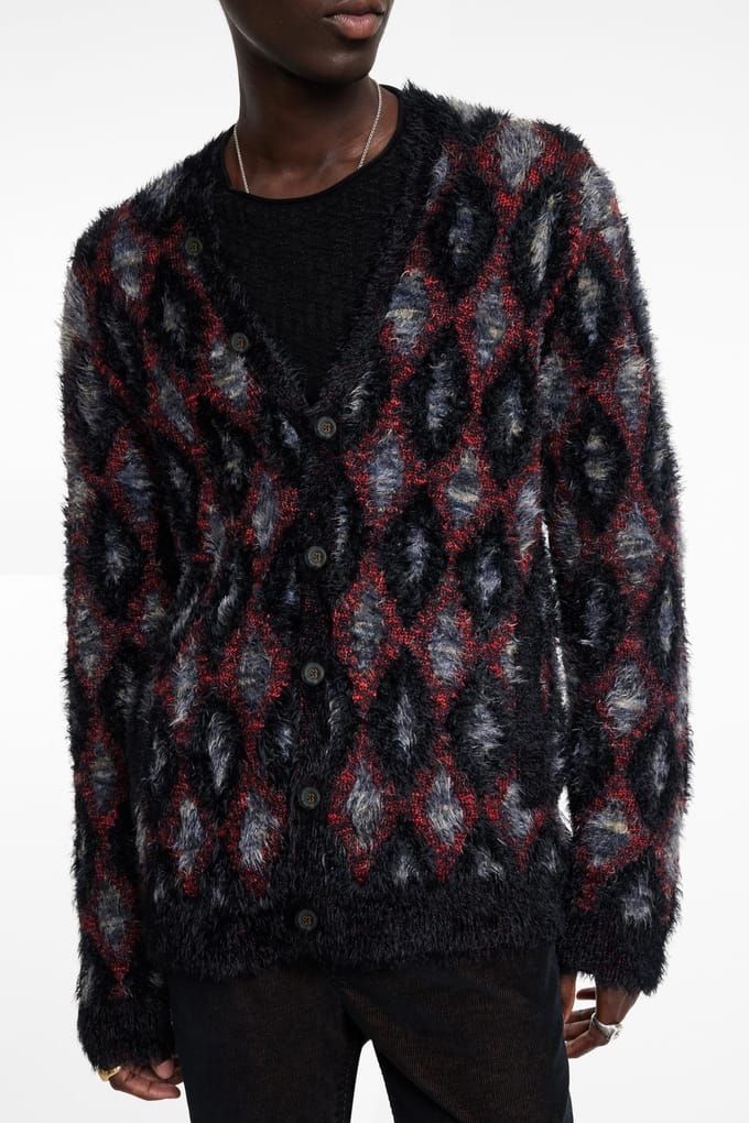 John Varvatos Layne Regular Fit Cardigan With Chunky D Black Größe: L | Cardigans Outlet | Herren | Schwarz