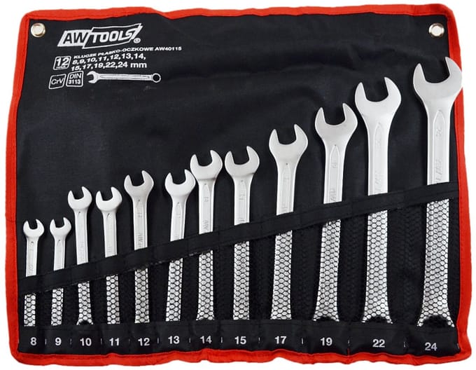 Awtools AW40115 - Ringsteeksleutel Set - 12 Stuks - 8-24 mm