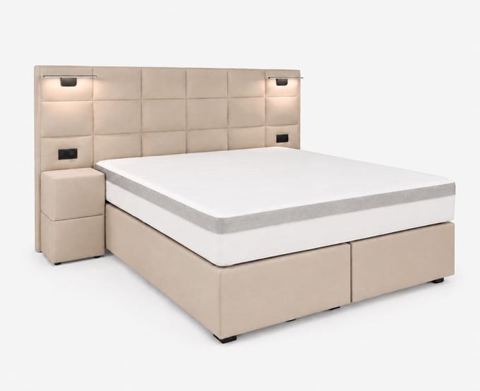 Opberg Boxspring Évora - 180x200 Compleet - Beige - Luxe Living Home