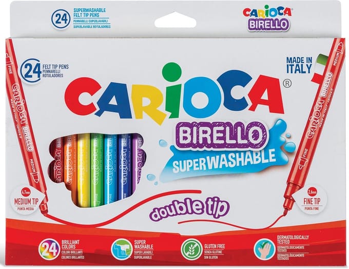 Carioca viltstift Dubbelpunter Birello Superwashab 24 stiften 24 stuks