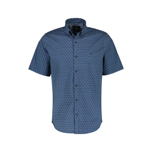 Lerros - Korte Mouw Overhemd - Mannen - L - 448 STORM BLUE - Katoen - 2442105