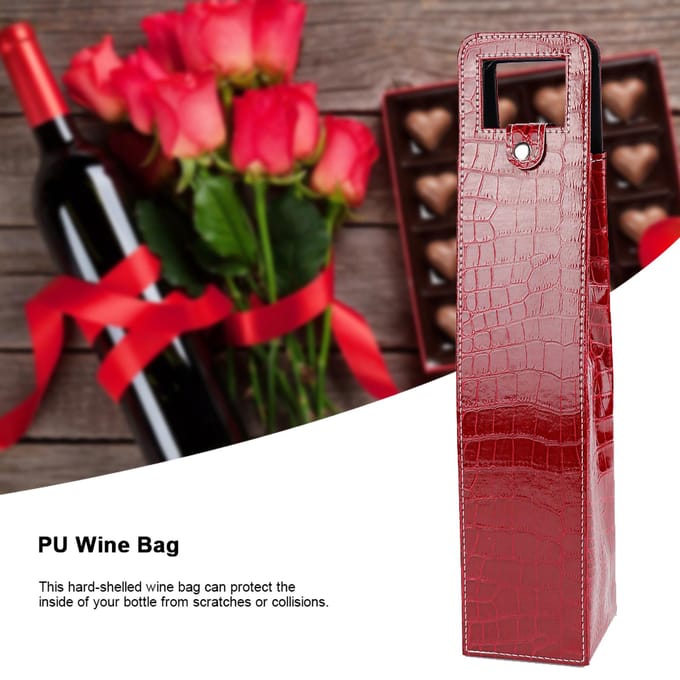 PU Herbruikbare Leren Wijn Draagtas Champagne Bier Cadeauzakken Drager(rood) gray