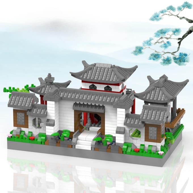 De Drie-in-één Oude Architectuur van de Suzhou Tuin Is van Grote Moeilijkheid 26*19*9cm gray