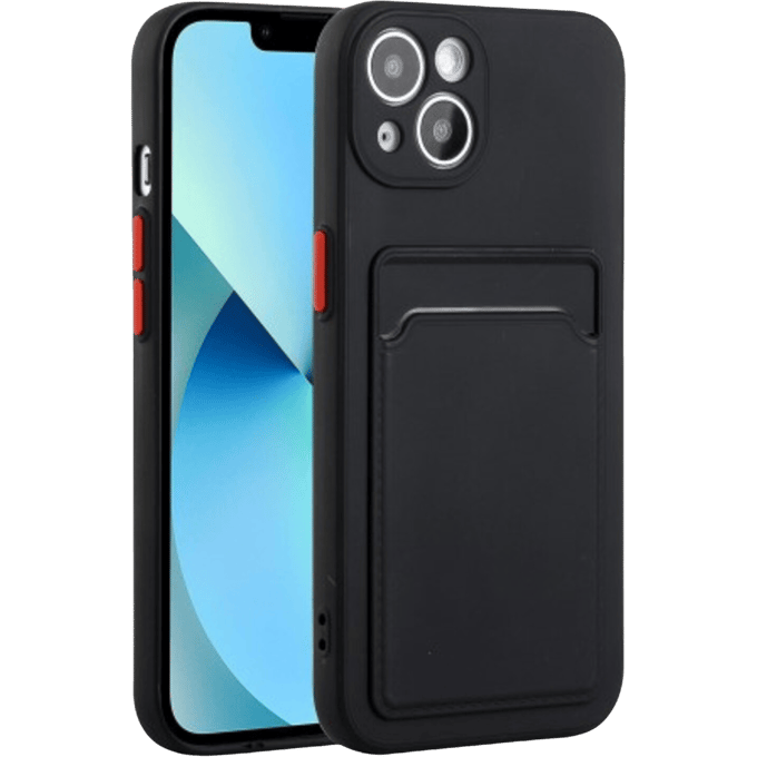CaseBody Apple iPhone 13 Mini Telefoonhoesje met Kaarthouder Zwart