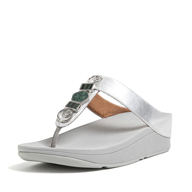 FitFlop Dames teenslippers Fino Stone en Trim Toe-Post sandalen EA1