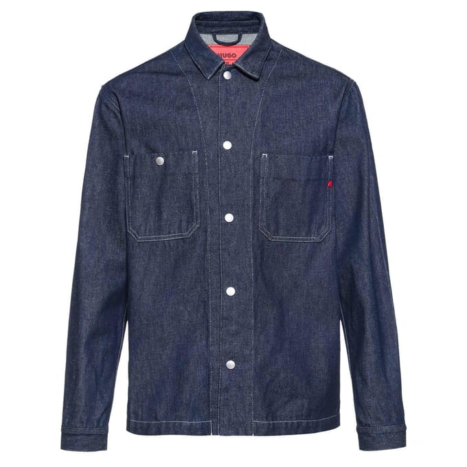 Hugo Boss Heren X Replay Denim Oversized Overhemd (Donkere Wassing)