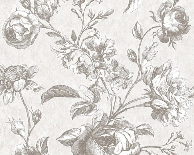 VINTAGE ROZEN BEHANG | Bloemen - licht grijs wit - A.S. Création My Home My Spa