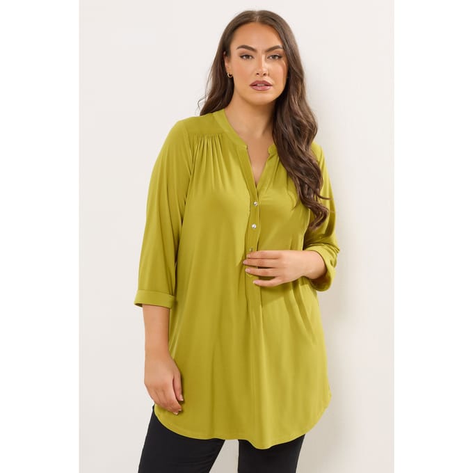 Yours Groen Half Placket Geribbeld Overhemd Size 42