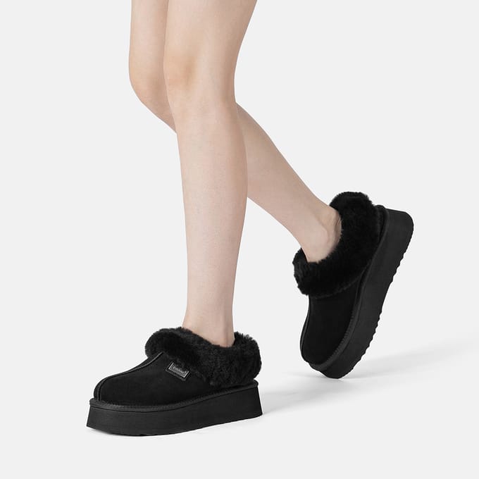 EVER AU Dames Leren Pantoffels - Topknot