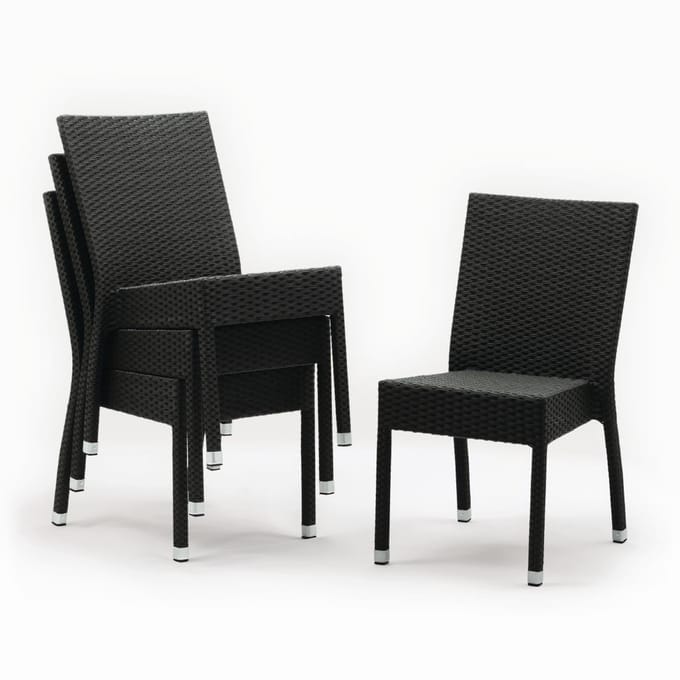 Bolero Zwarte Kunststof Rotan Stoel (Set van 4)