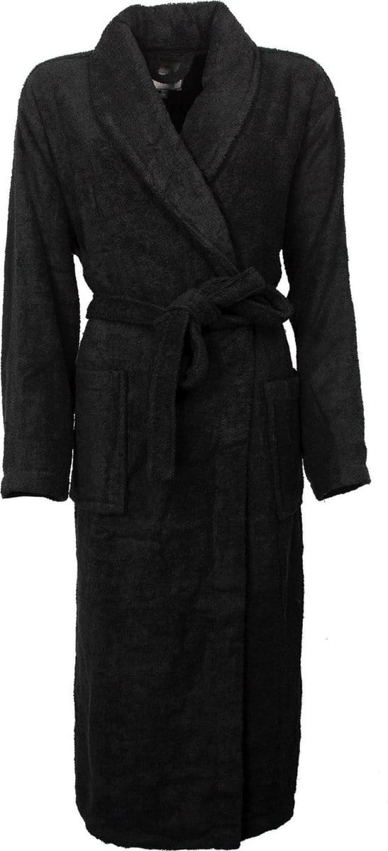 Tenderness Dames Badjas - Katoen - Ceintuur Sluiting - Zwart - Maat M