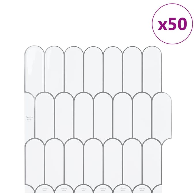 vidaXL - Veer - Tegel - 50 - st - Wit - Grijs - 30 - x - 30 - cm - Polyurethaan - en - PET
