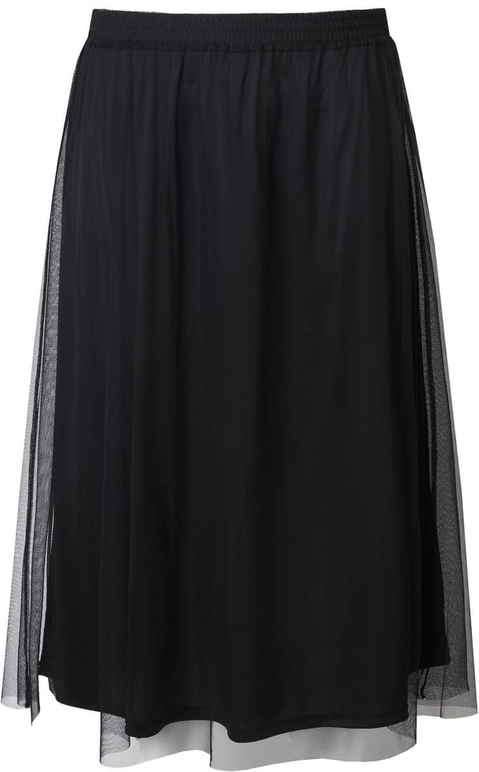 Angel of Style - Dames - Mesh midirok straight model elastische tailleband - Zwart - Maat 48