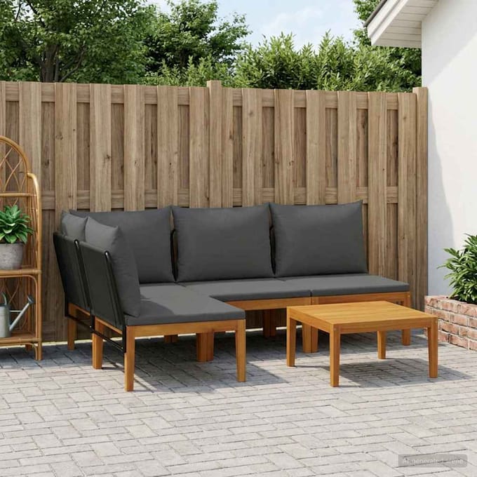 vidaXL - 5 - st - Massief - acaciahout - & - touw - Naturel
