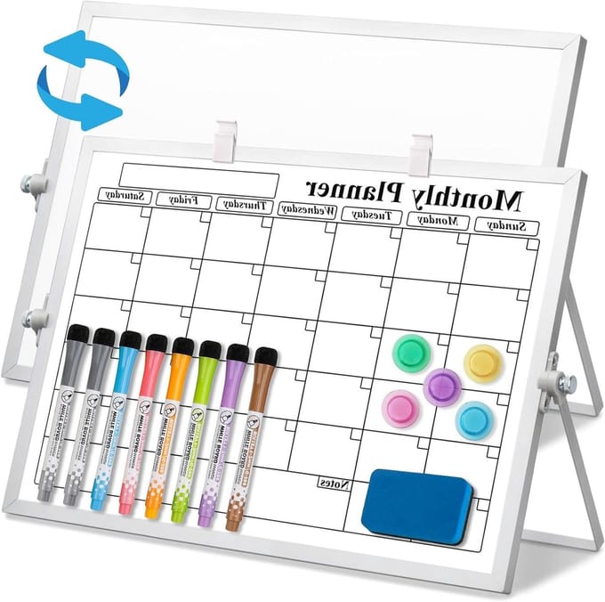 Dubbelzijdig Magnetisch Whiteboard 40 x 30 cm - Droog uitwisbaar Bureau