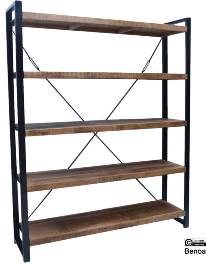 Boekenkast - Wandkast - Mangohout - 160 cm - HorstDeco